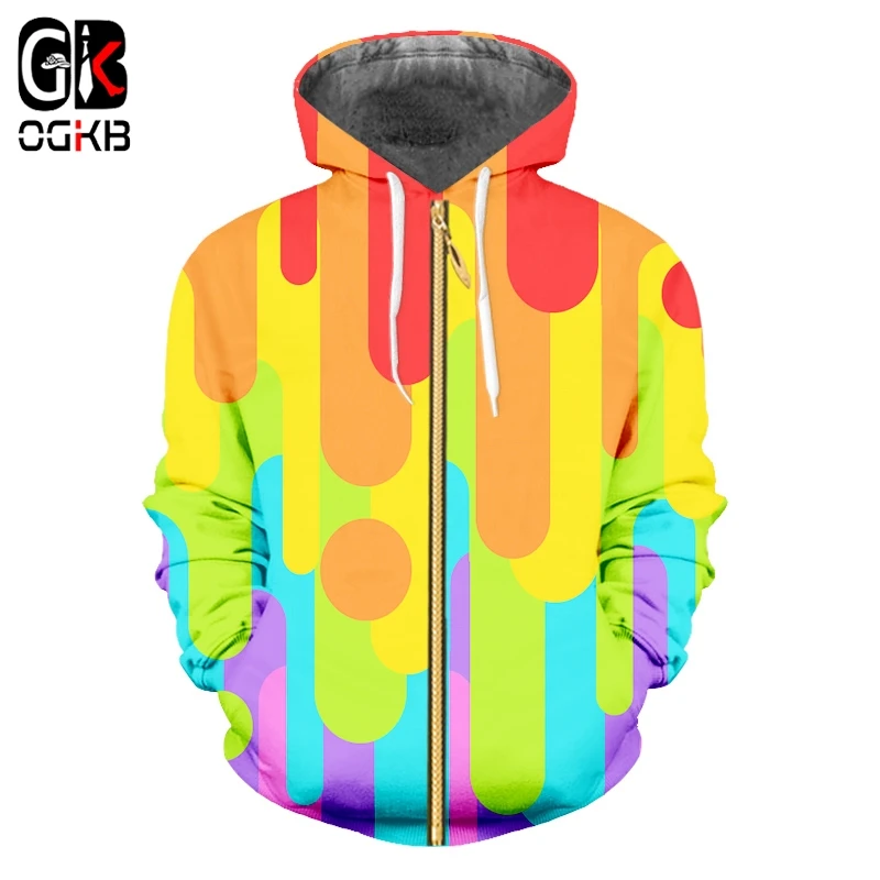 

Мужская толстовка OGKB, с капюшоном, яркими полосками, на молнии, с 3D-принтом, Повседневная Уличная Одежда большого размера, 6XL