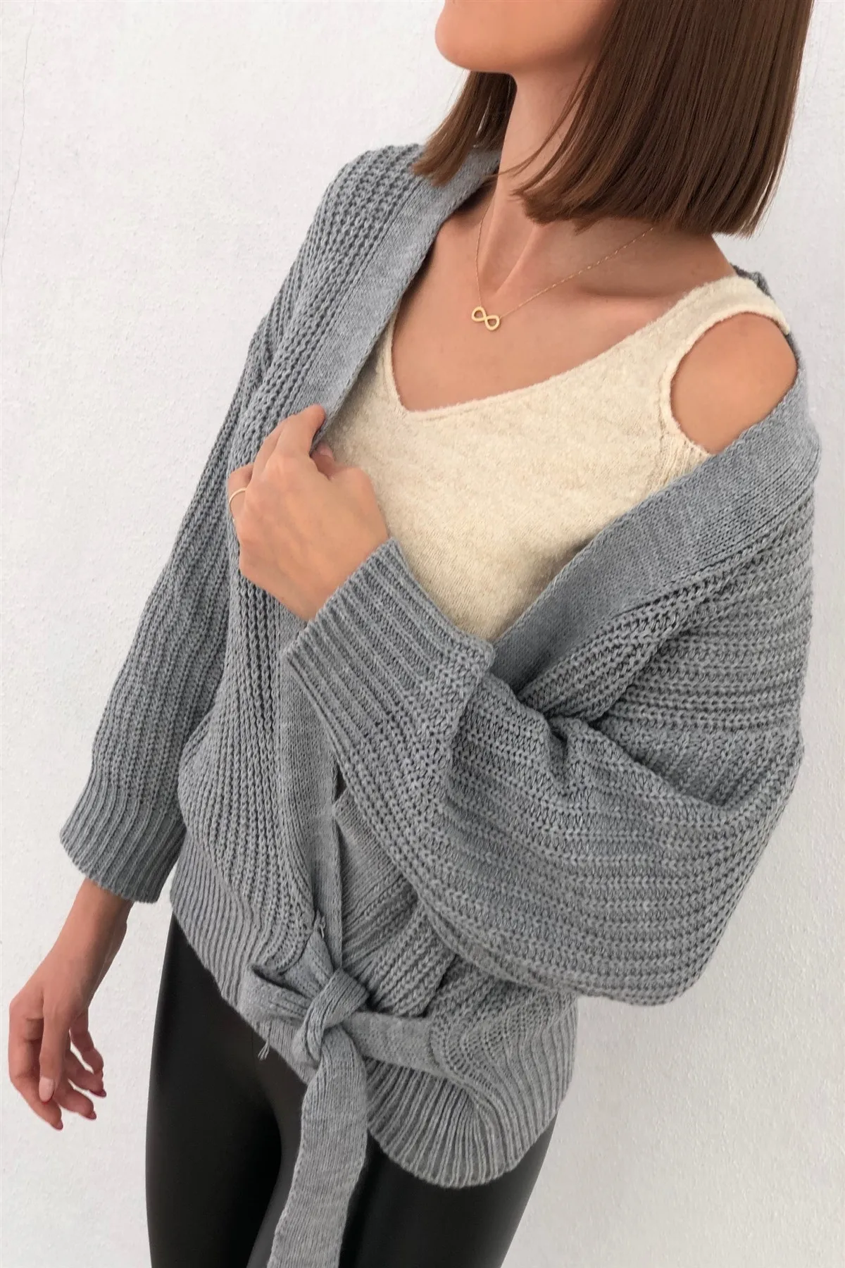 

Gray Side Gusset Cardigan