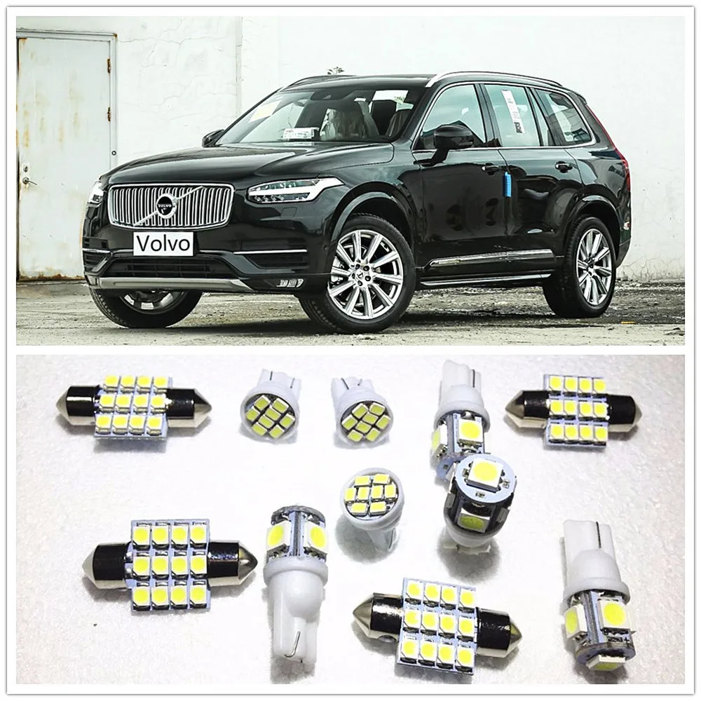 11 комплектов белых светодиодных ламп посылка 10 36 и 39 мм Карта Купол для Volvo XC90 XC70
