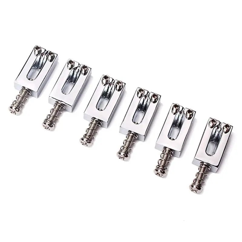 

6 Pieces Electric Guitar Bridge Saddles Flat Set for Strat Tele Guitar Replacement
