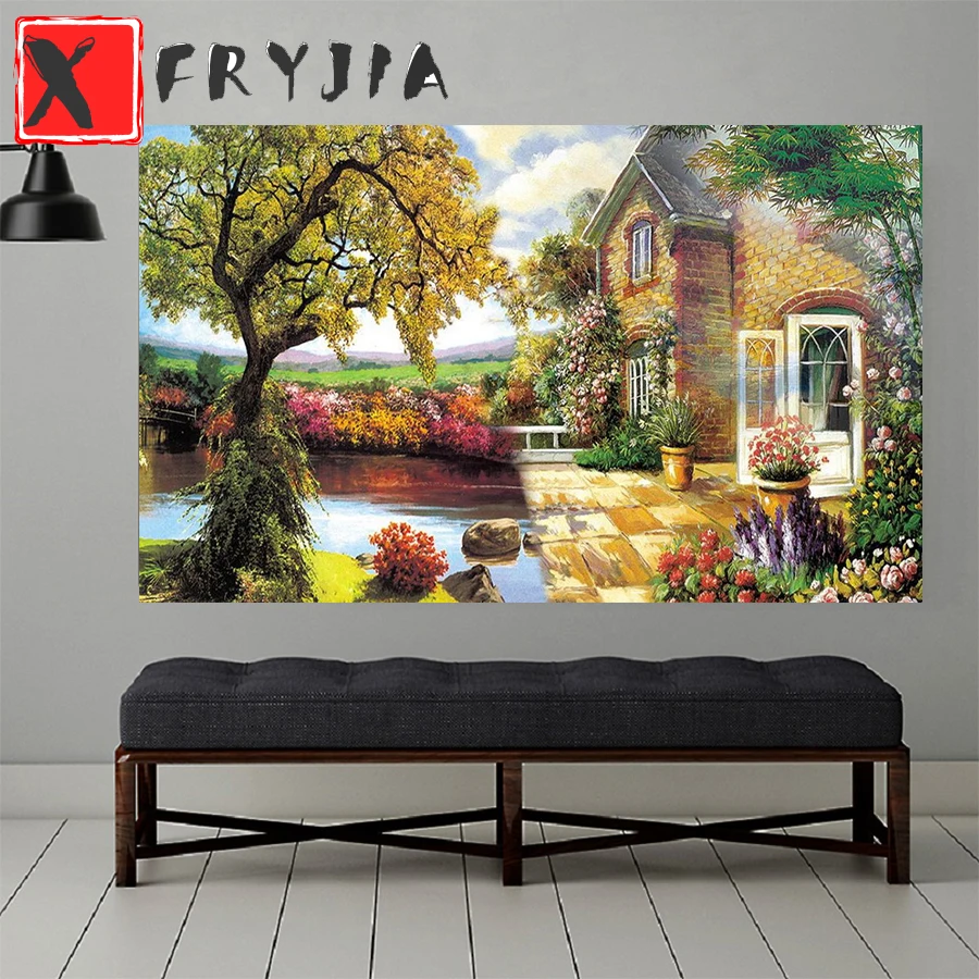 

Алмазная живопись в стиле ретро, Европейский архитектурный пейзаж, набор для алмазной вышивки, квадратные Стразы «сделай сам», художествен...