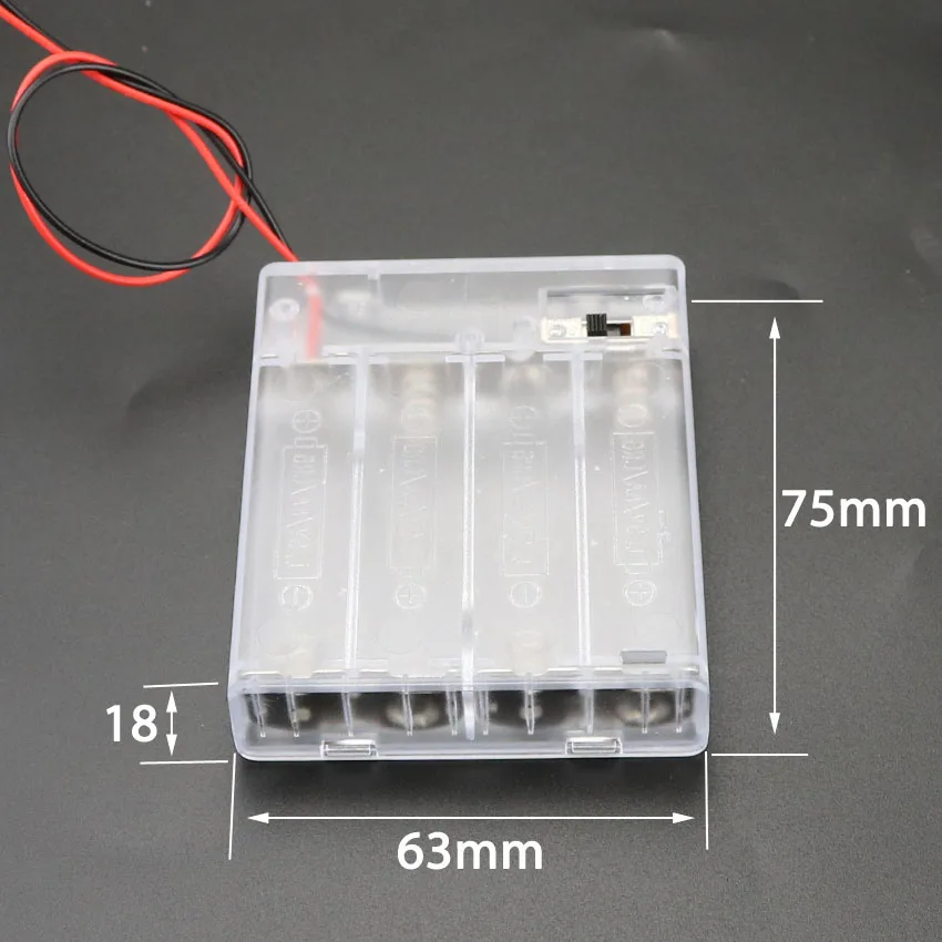 4 × AA Чехол держатель для аккумулятора с переключателем ВКЛ/ВЫКЛ слота