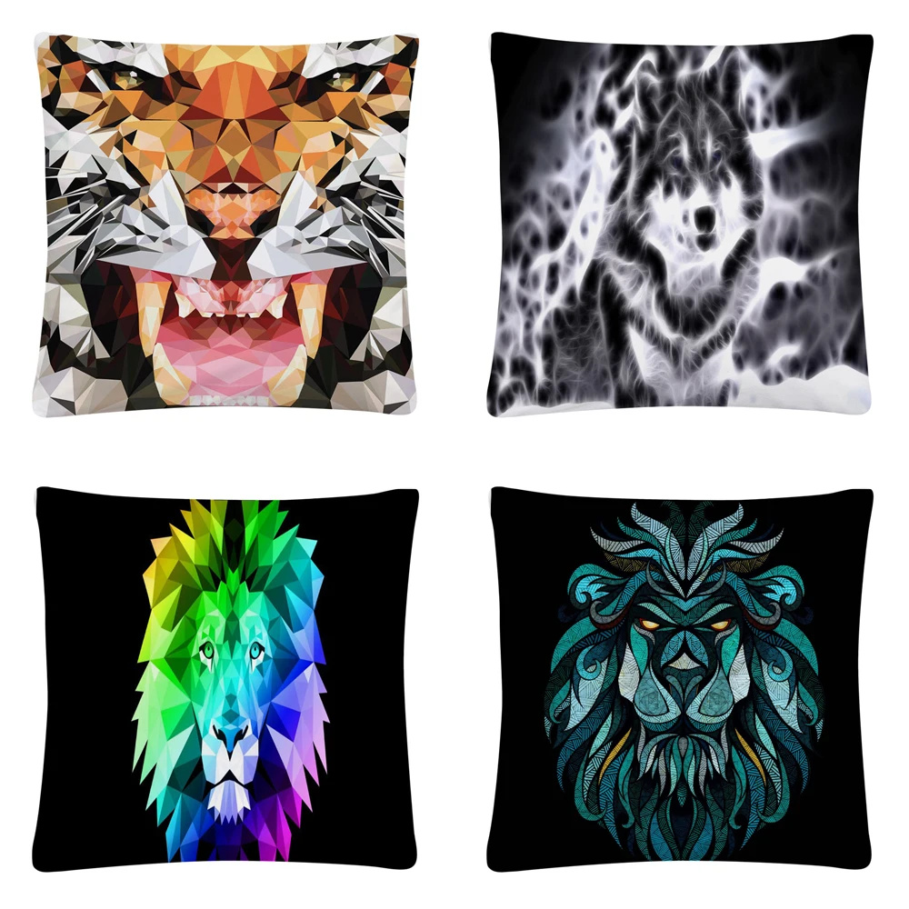 

Minimalist Geometric Wild Animal Soft Short Plush Cushion Cover Pillow Case for Home Sofa Car Decor Pillowcase Wild Animal45X45c