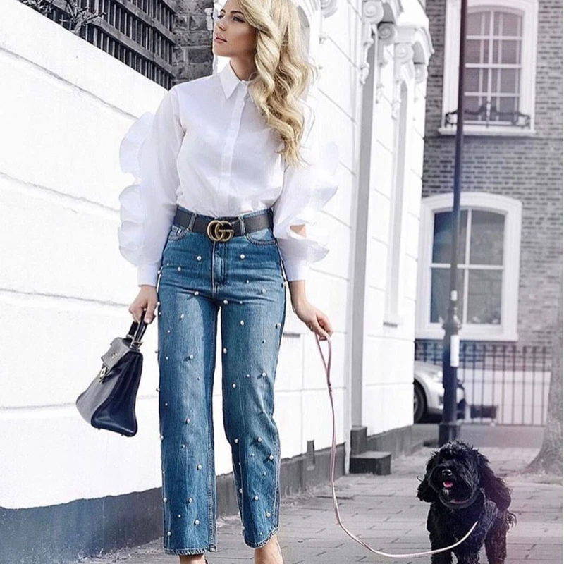 

Горячая Распродажа размера плюс свободные джинсы для женщин с завышенной талией джинсы осень-зима расшитые юбки джинсовые хлопковые брюки ...