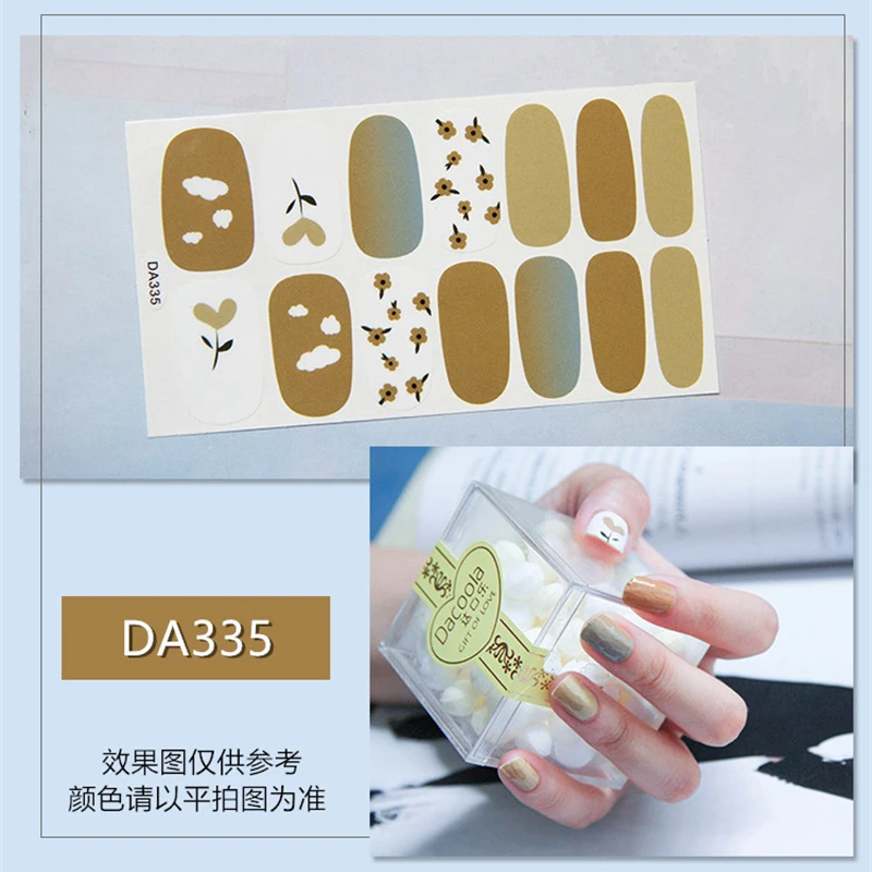 

14 Stickers/Sheets Designer Design Fashion Fresh Style Candy Color Daisy Pattern Waterproof Self-Adhesive DIY Nail Stickers