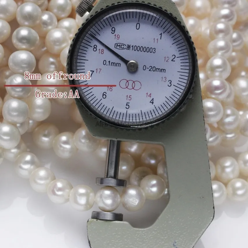 

APDGG Genuine wholesale 5strands 8mm AA off round white pearl strands loose beads women lady jewelry DIY