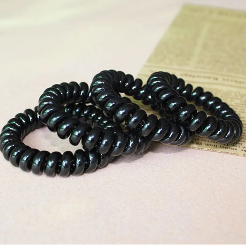 10/15/20Pcs Black Telephone Wire Line Elastic Hair Bands for Girls Scrunchies Spring Rubber Band Gum Accessories |