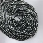 Бусины круглые, граненые, 234 мм, из натуральной черной шпинели, свободно Прикрепленный драгоценный камень