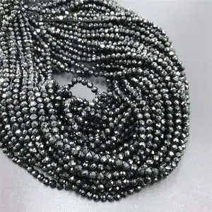 Бусины круглые, граненые, 234 мм, из натуральной черной шпинели, свободно Прикрепленный драгоценный камень