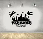 Паркур Город Силуэт Наклейки на стены мальчика Free Run прыгать город Стиль граффити скейтборд стены искусства Стикеры Найди свой путь 3YD11