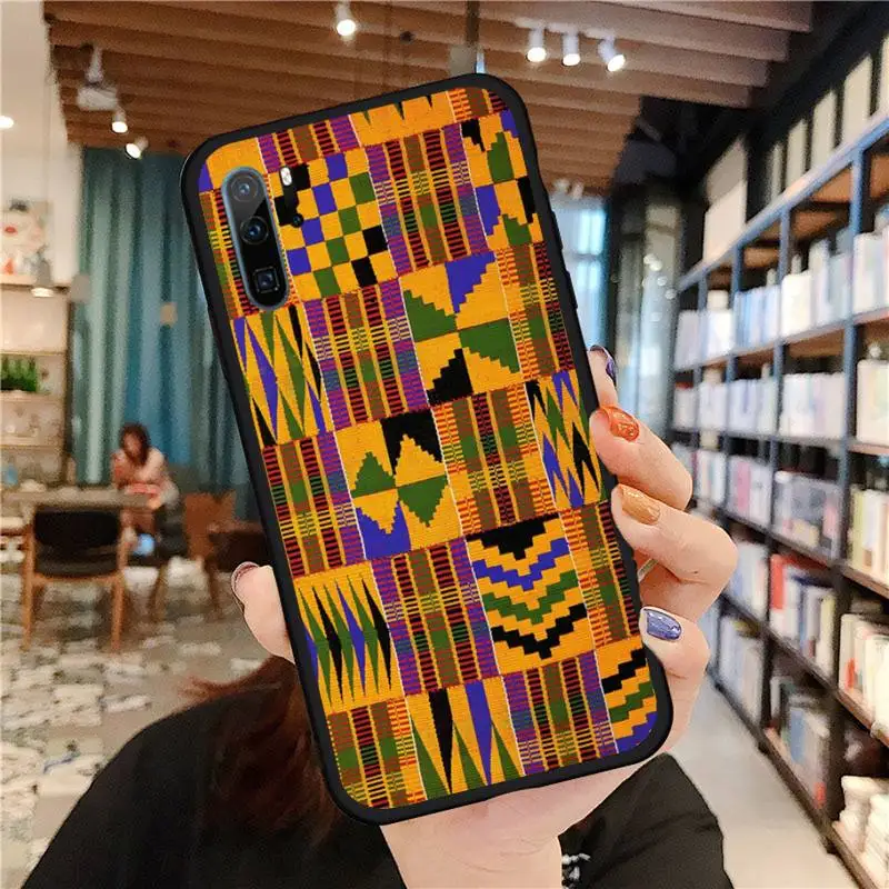 

Creativity African style print fabric Phone Case For Huawei honor Mate P 9 10 20 30 40 Pro 10i 7 8 a x Lite nova 5t Silicone