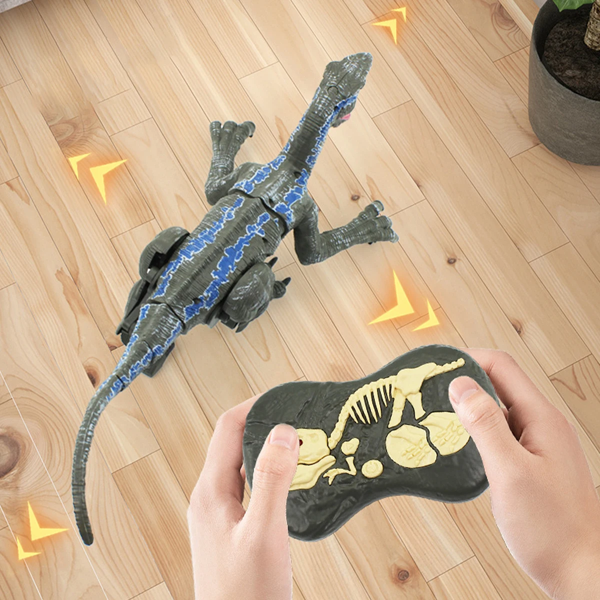 Juguete de dinosaurio a control remoto para ni&ntilde;os, 2,4G de dinosaurio de juguete, simulaci&oacute;n recargable, realista, caminar rugiente, Velociraptor-5