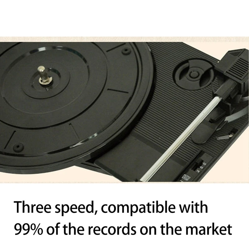 Wood Color Record Retro Player Portable Audio Gramophone Turntable Disc Vinyl Audio RCA R/L 3.5mm Output-EU Plug enlarge