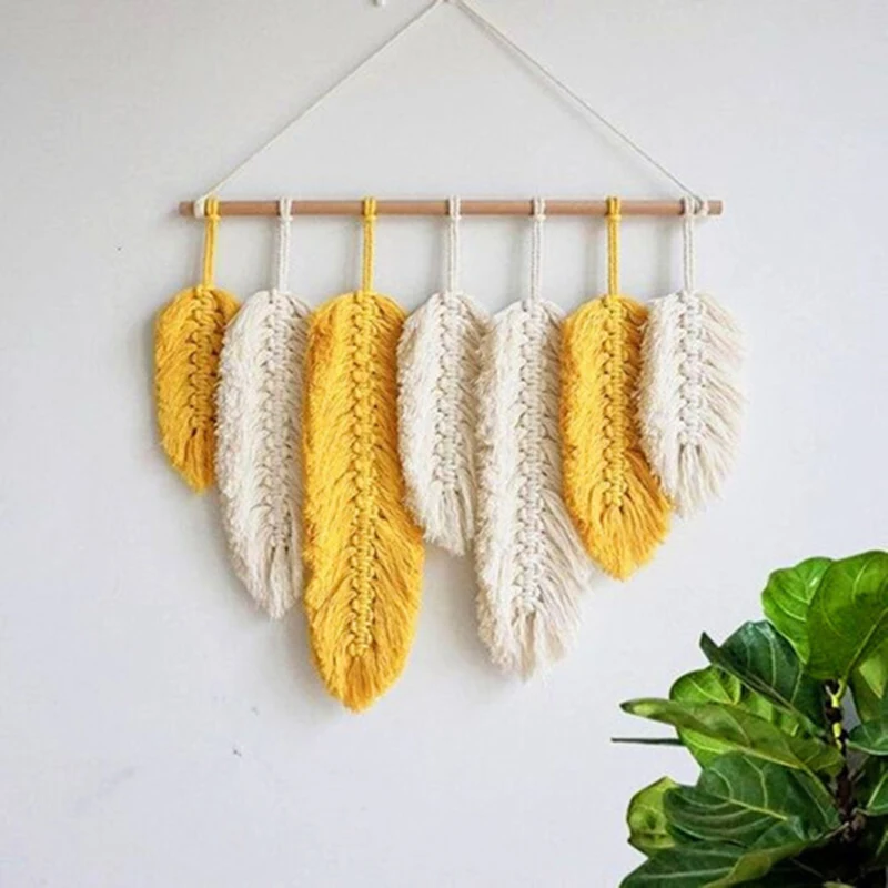 

Handmade Macrame Hanging Decoration Boho Tassel Wall Ornament Tapestry for Home Door 45*42.5cm RT88