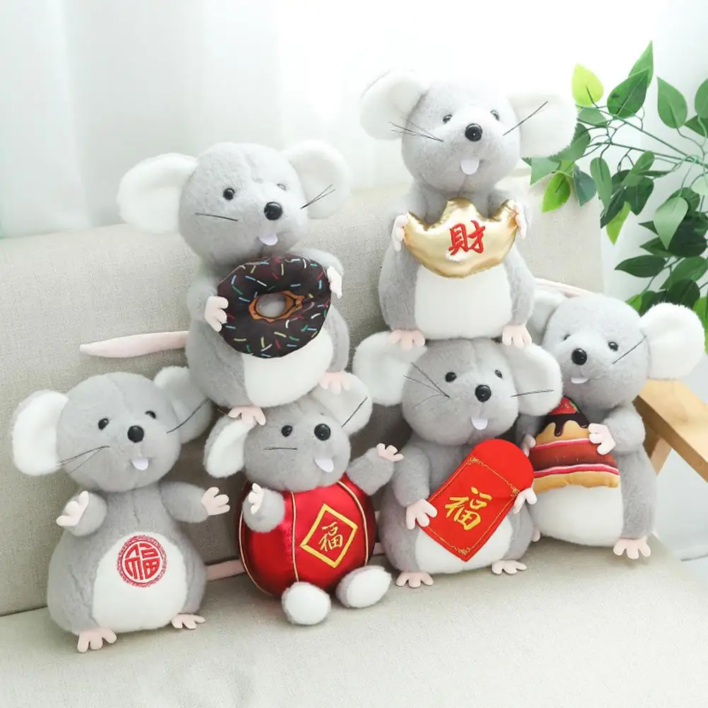 

1pcs 2020 Year of the Rat Mascot Plush Toys Premium pp Cotton Filled Toys Decorative Sofa Decor for Boys Girls Toys