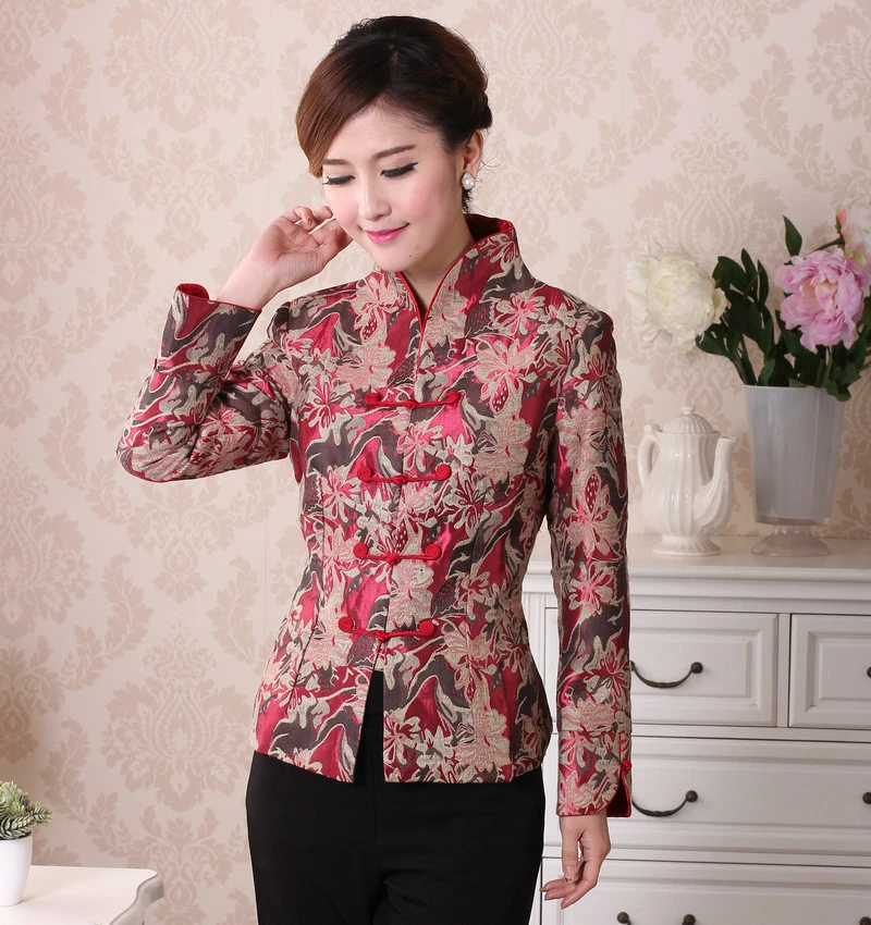 Китайская куртка для среднего и пожилого возраста костюм Тан женщин с длинными