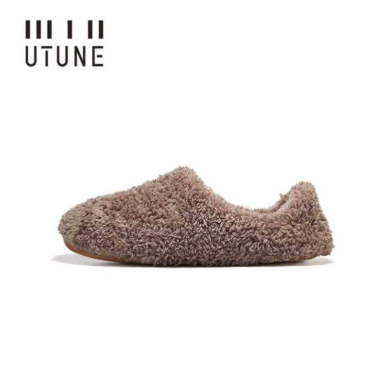 Men Mute Suede Sole Winter Warm Plush Home Flats Women Shoes For Wooden Floor Slides Anti-slip Patch Quiet