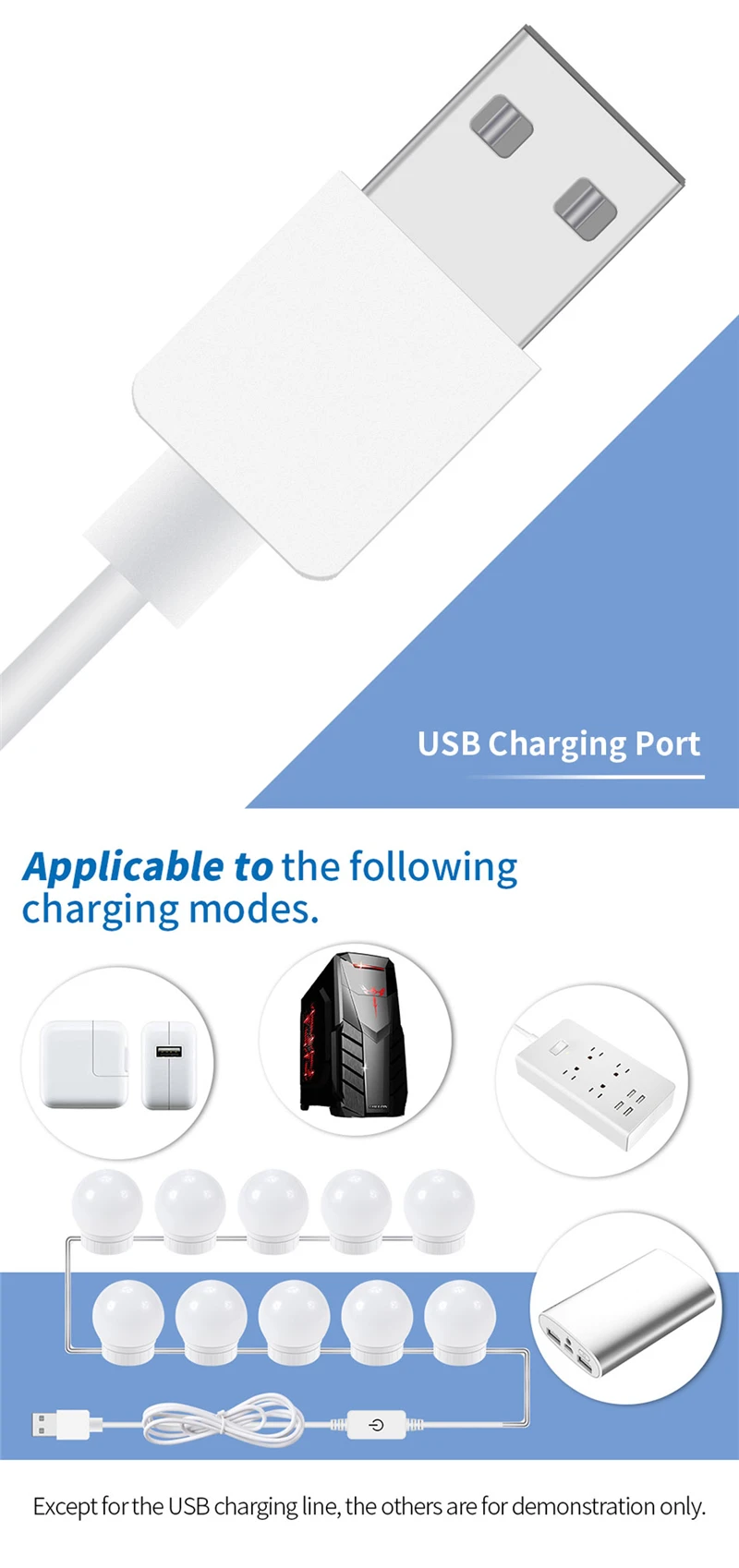 С usb-портом, СВЕТОДИОДНАЯ 12 В макияж зеркало яркость 6 10 14 лампочка голливудская тщеславие Плавная регулировкая яркости настенный светильник комплект для туалетного столика