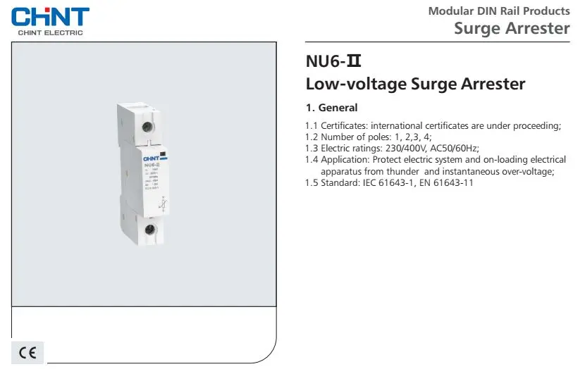 CHINT NU6-II 4P 15-40KA 385V Low-voltage Surge Arrestor