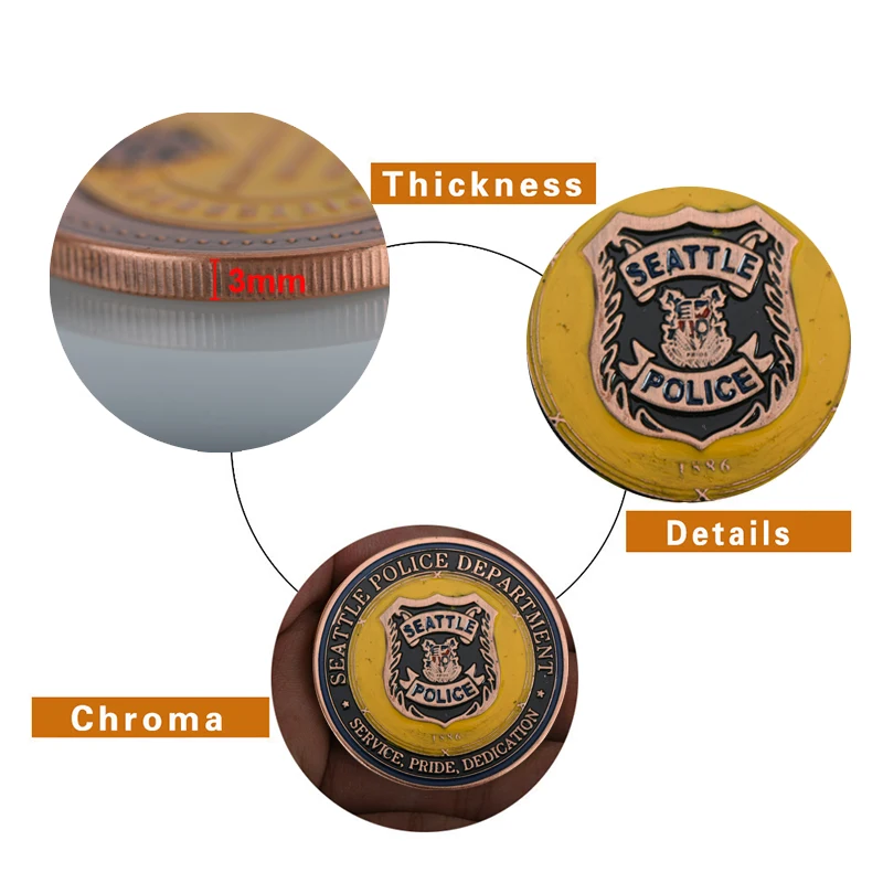 Красочная монета из полицейского отдела Сиэтла домашняя декоративная