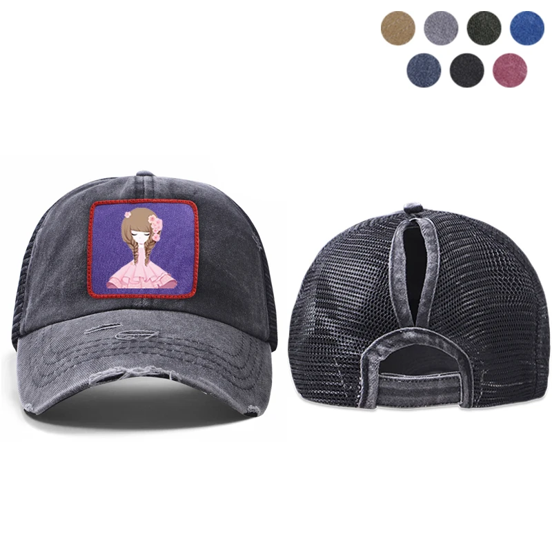 Korean Style Kawaii Cute Pink Girls Snapback Men's Baseball Cap Women Hip Hop Summer Mesh Hat Trucker Bone Gorra Dad | Аксессуары