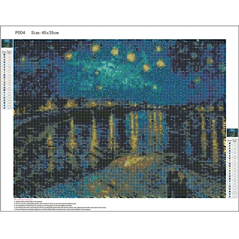 

5D Diamond Painting Full Diamond Cross Stitch Van Gogh's Starry Sky Landscape Abstract Starry Sky Brick Painting Wall Painting