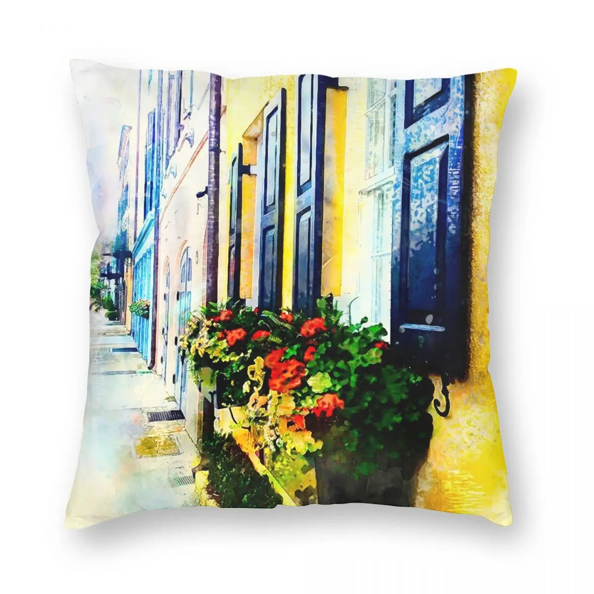 

Rainbow Row 2 Charleston South Carolina Square Pillowcase Polyester Linen Velvet Pattern Zip Decor Sofa Cushion Cover