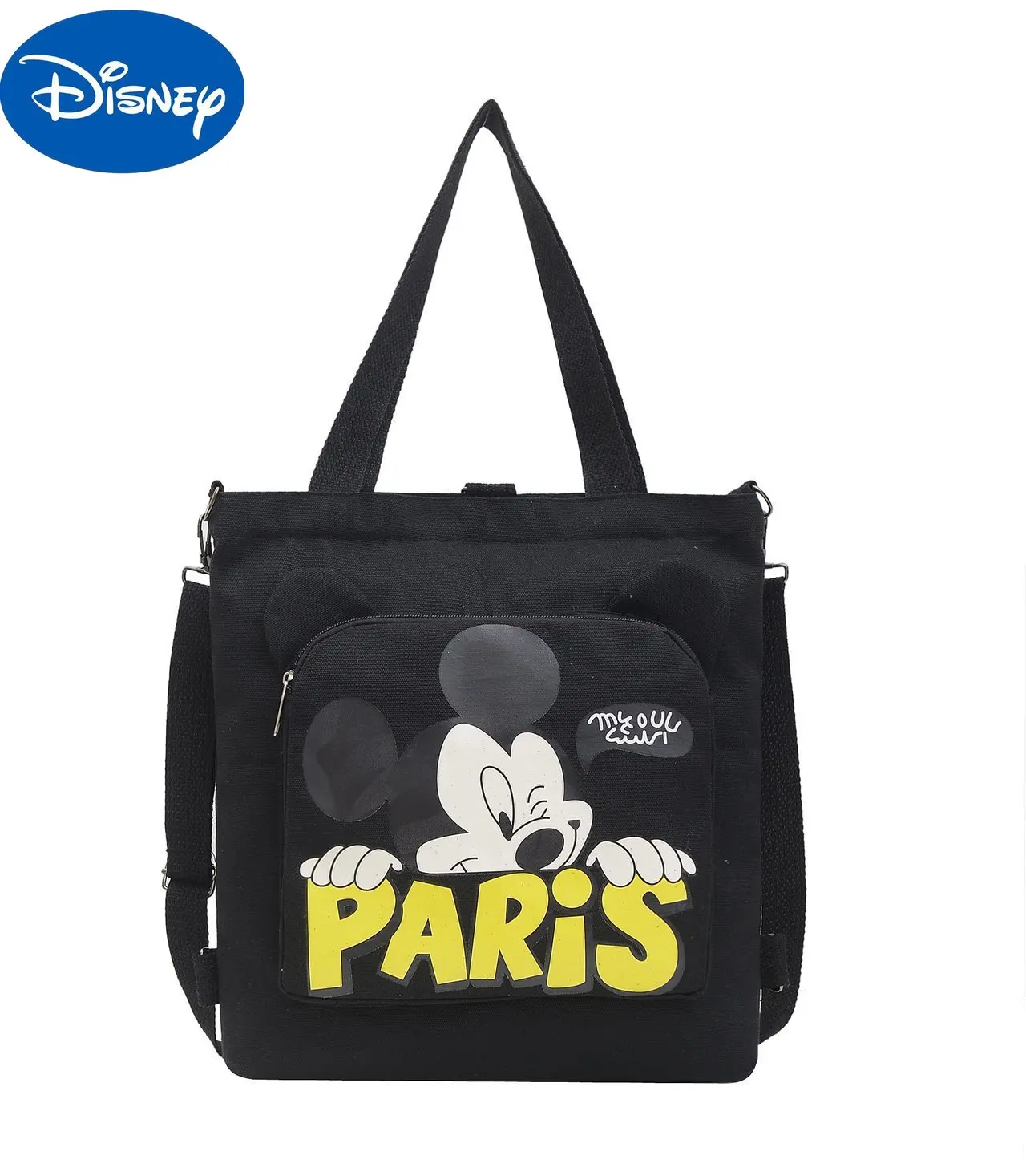 

Disney Mickey Mouse Handbag Happy Mickey Cartoon Canvas Shoulder Messenger Bag Backpack Tutoring Bag ins