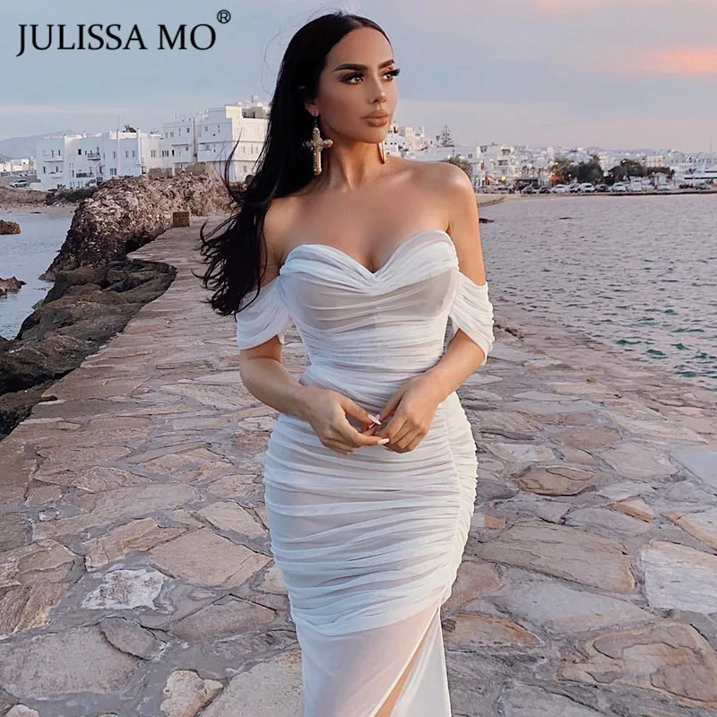 Женское длинное Сетчатое платье JULISSA MO красные вечерние платья с открытыми