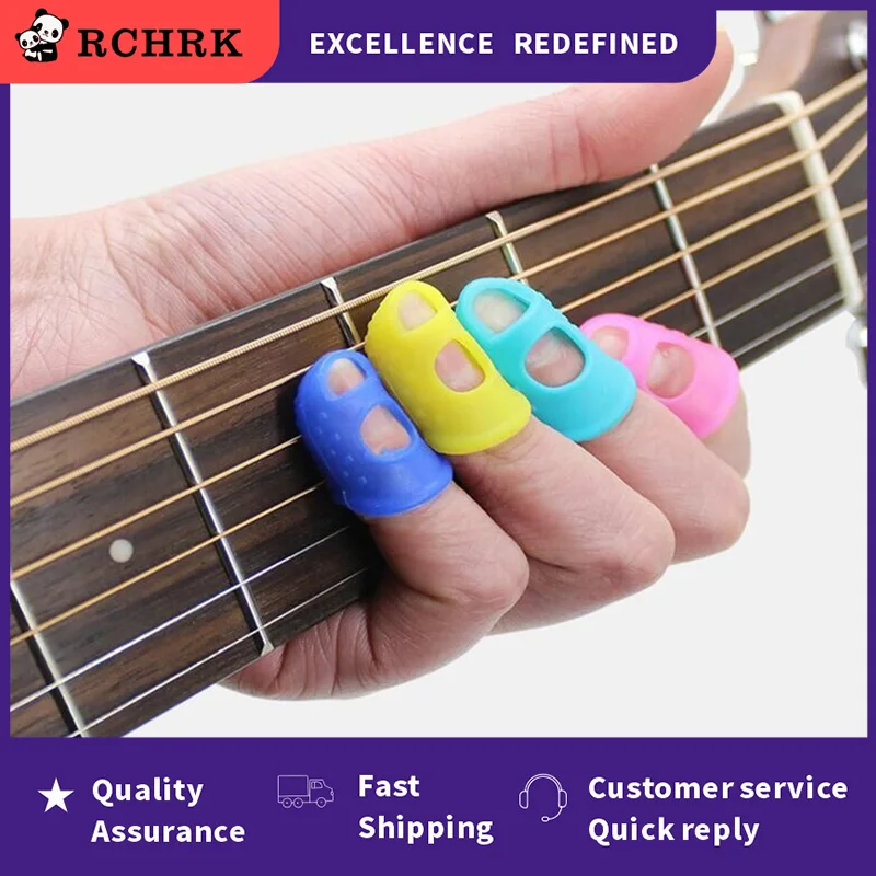 

4pcs Guitar Fingertip Protector Fingerstall Silicone Guitar String Finger Guard Protection Press Ukulele Bass Guitar Accessories