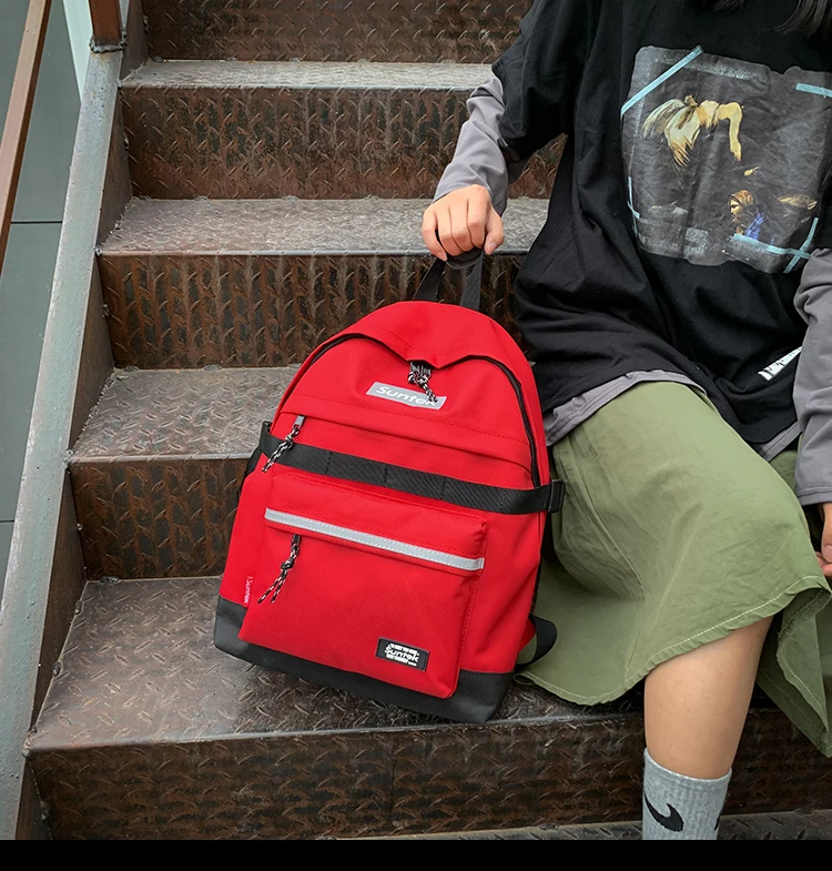 

PB3806 Simple solid color tide brand backpack middle school students junior high school student school bag