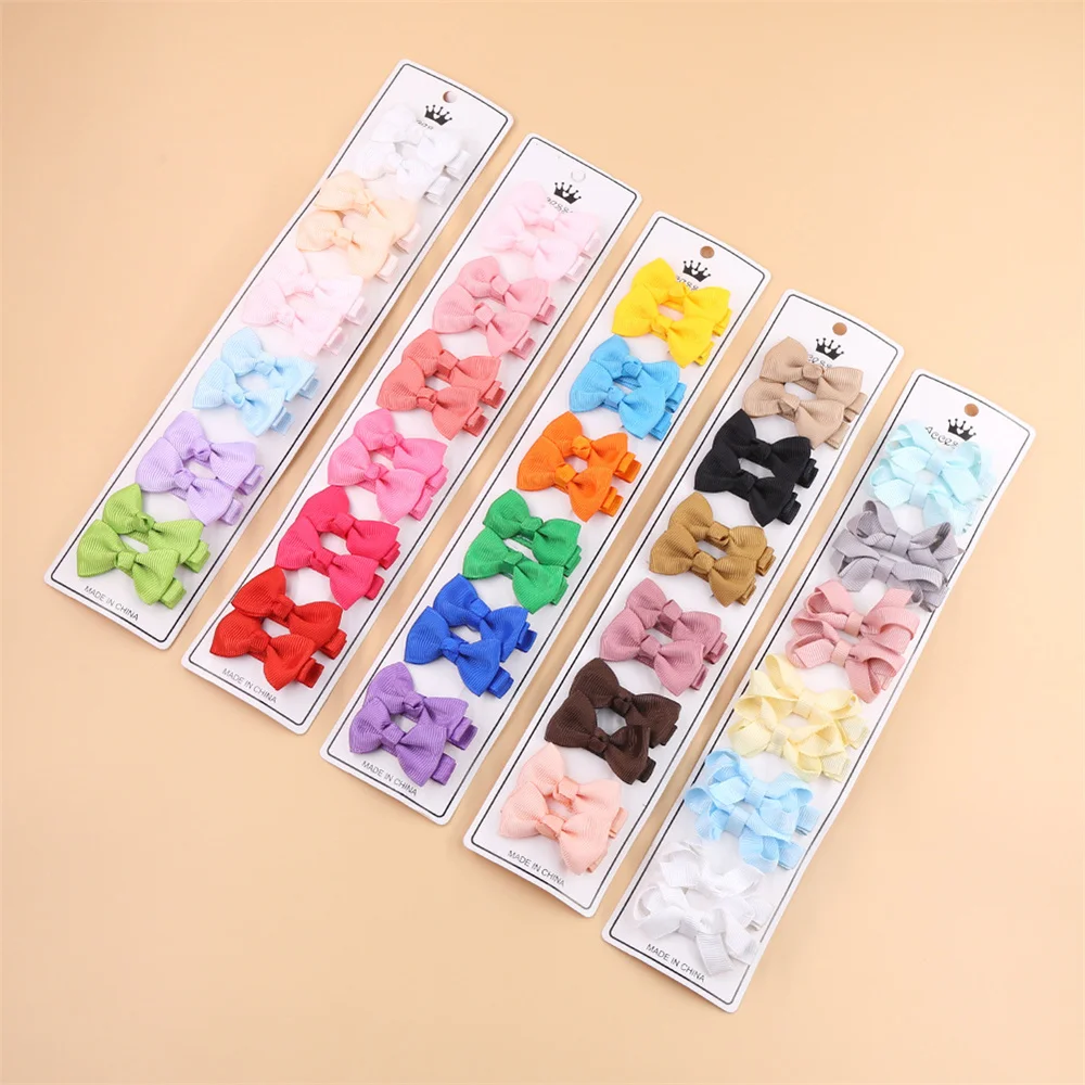 

Kids Ribbon Bb Accessories Girl Children Bows Barrettes Clips Hair Baby Cute Children's Hair Ribbed Bow Hairpin Set Baby Head