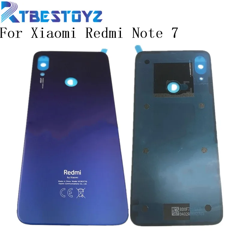 Крышка батарейного отсека для Xiaomi Redmi Note 7 Задняя стеклянная панель задняя крышка
