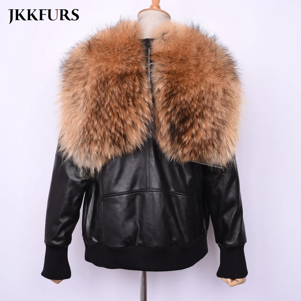 Новое поступление женский модный пуховик из натуральной овечьей кожи куртка с