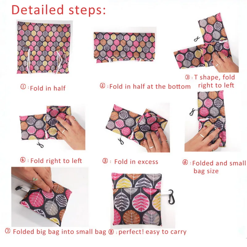 

Printing Foldable Shopping Bag Large Eco Reusable Portable Shoulder Handbag for Travel Grocery Waterproof Folding Pouch