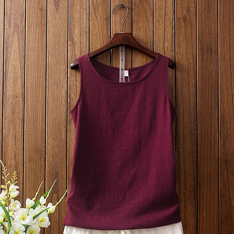Женские летние хлопковые льняные топы новинка 2018 однотонные повседневные