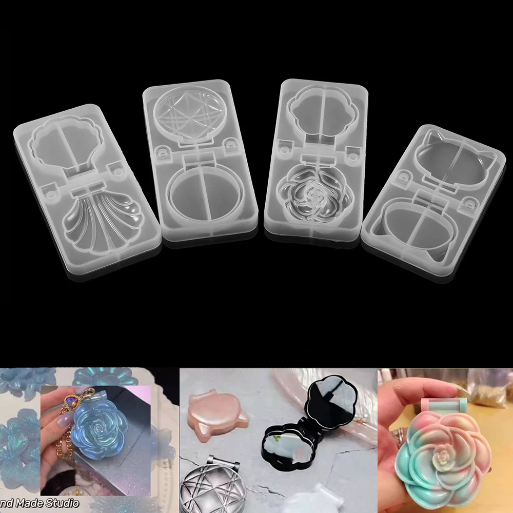 

1Pcs Rose Comestic Mirror Folding Makeup Mirror Foldable Looking Glass Silicone Epoxy Resin Mould UV Resin Molds for DIY Crafts
