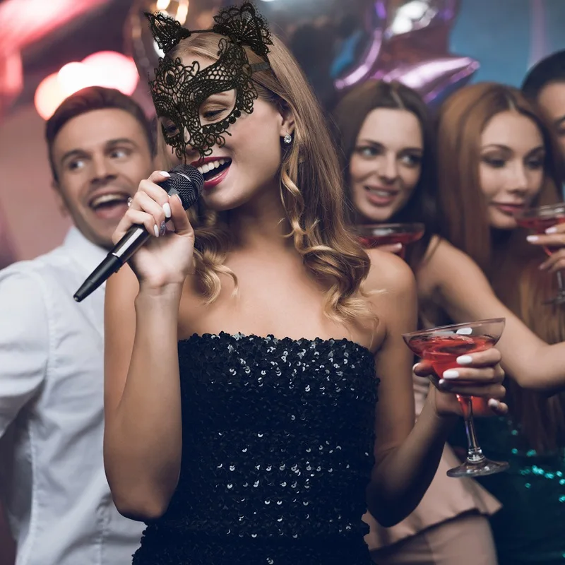 Сексуальная кружевная черная маска кошачий глаз для женщин и девочек роскошная