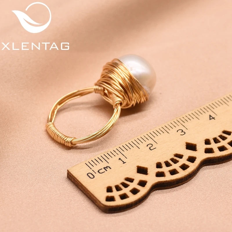 XlentAg Настоящее пресноводное белое жемчужное модное кольцо для девочек женские