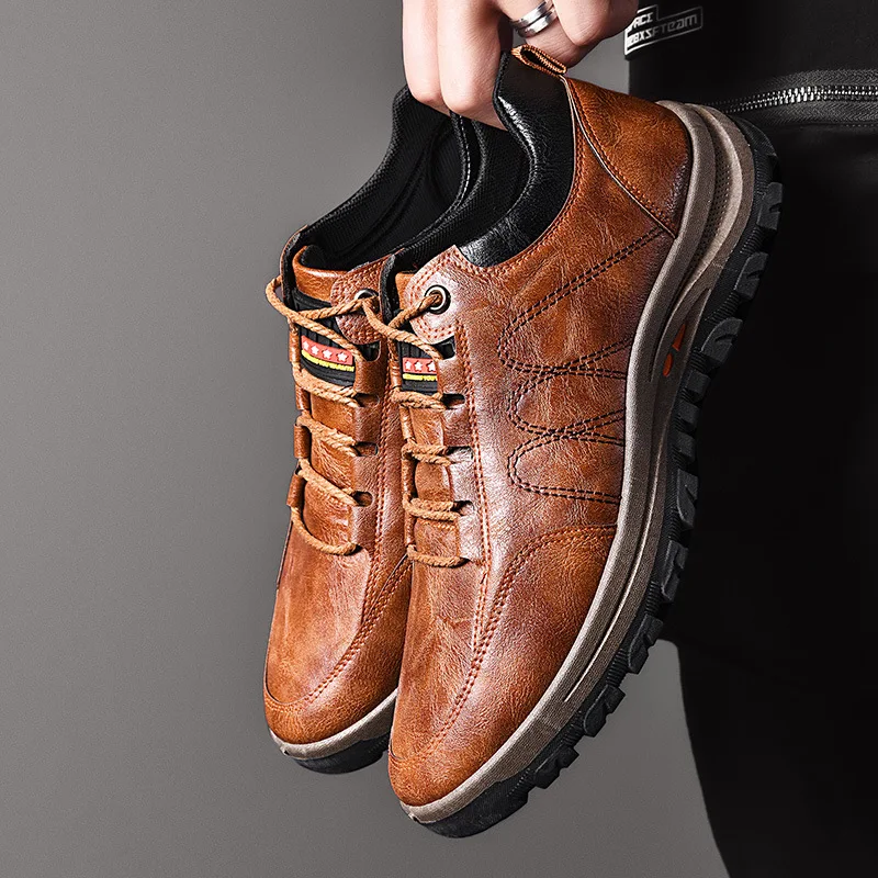 

Hiking Boots Sneaker Non-Slip Lightweight Breathable Wear-Resistant Basketball Travel Waterproof Sport Men Casual Leather Shoes