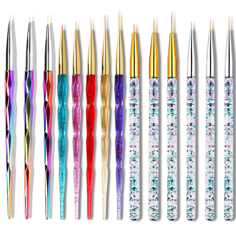 

15pcs Nail Art Line Painting Pen 3D Tips Acrylic UV Gel Brushes Drawing Crystal Liner Glitter French Design Manicure Tool DIY