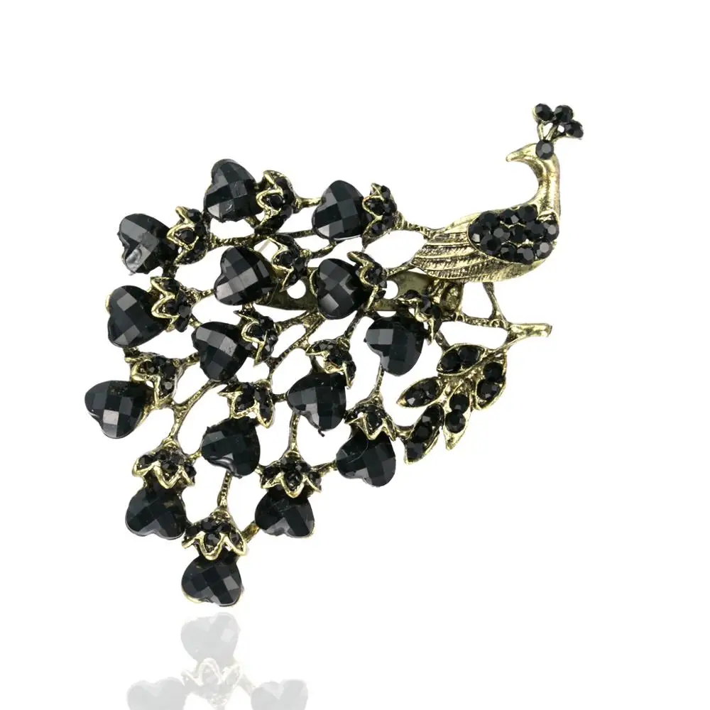 2 &quotВинтаж Павлин Брошь с бронзовым покрытием старинный горный хрусталь и смолы