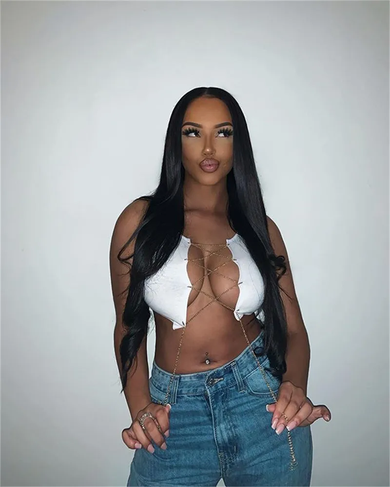 Металлическая цепочка сексуальный однотонный короткий женский жилет порно БДСМ