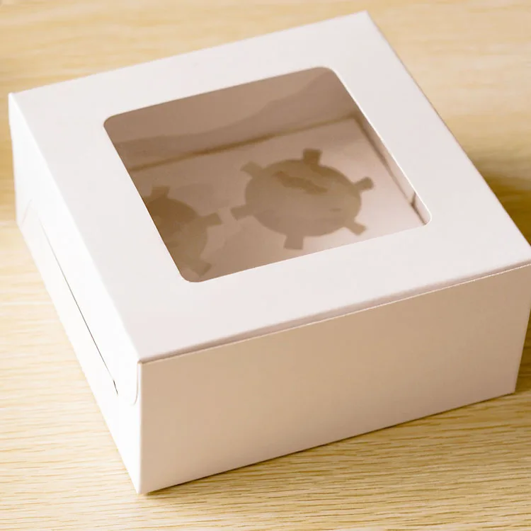 

White four Muffin Box,CUPCAKE cake box with Window 30PCS/LOT