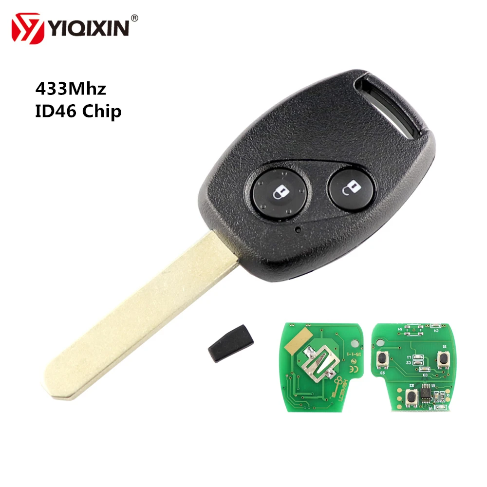 

YIQIXIN 2 кнопки дистанционного ключа 433 МГц ID46 транспондер чип для Honda Accord Элемент CR-V HR-V Fit Insight City Jazz Odyssey