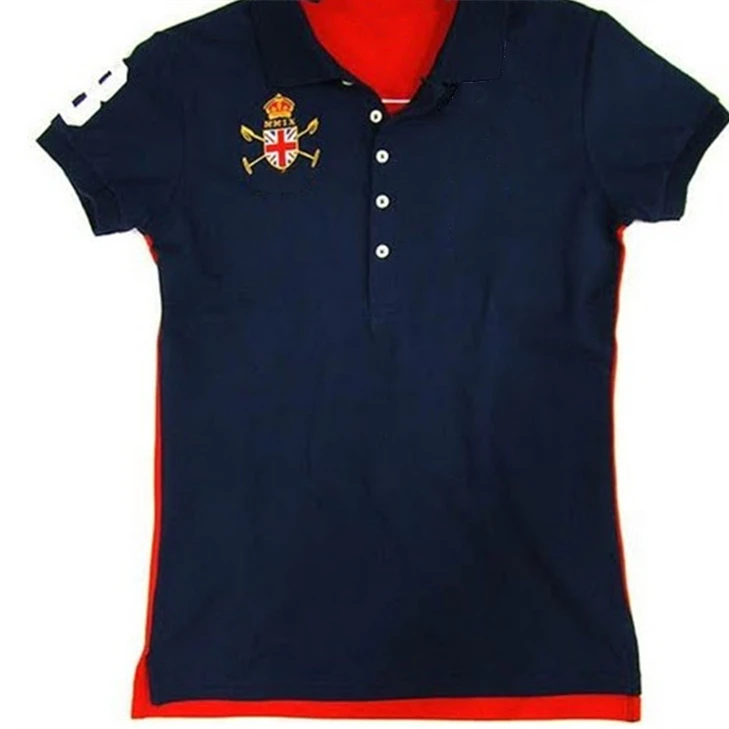 

Quality Summer New Women's Big Horse Polo Short Sleeve Shirts 100% Cotton Casual Solid Lady Tees Fashion Femme Embroidery Top