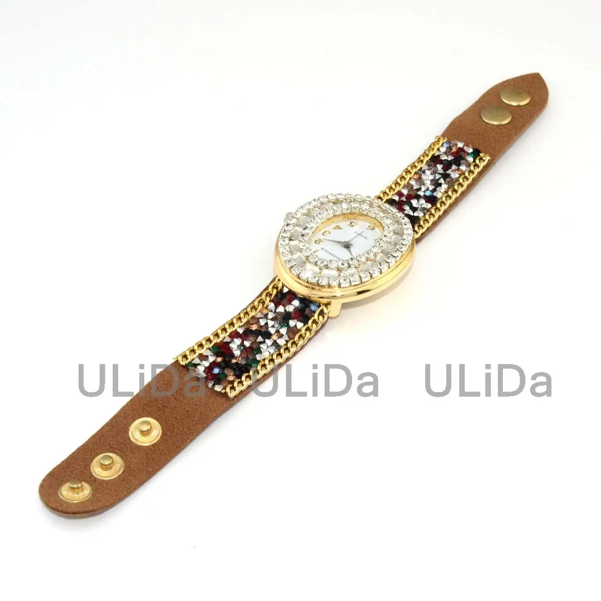Женские наручные часы-браслет с кристаллами и циферблатом