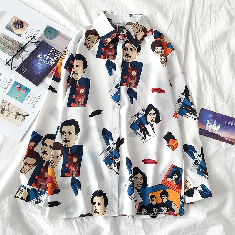 EBAIHUI Harajuku рубашка Blusas женский с длинным рукавом Женская блузка Сезон весна-осень
