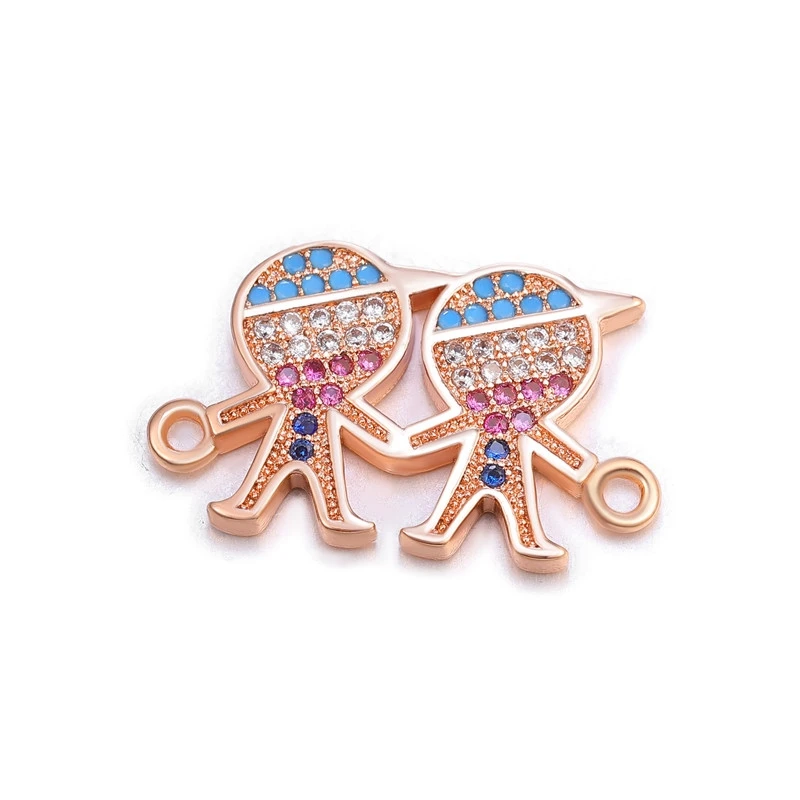 Rose Gold Juya DIY Женские аксессуары, браслеты ручной работы Многоцветный мама мальчик девочка дочь Шарм Разъемы для дружбы ювелирных изделий - Color: Rose Gold