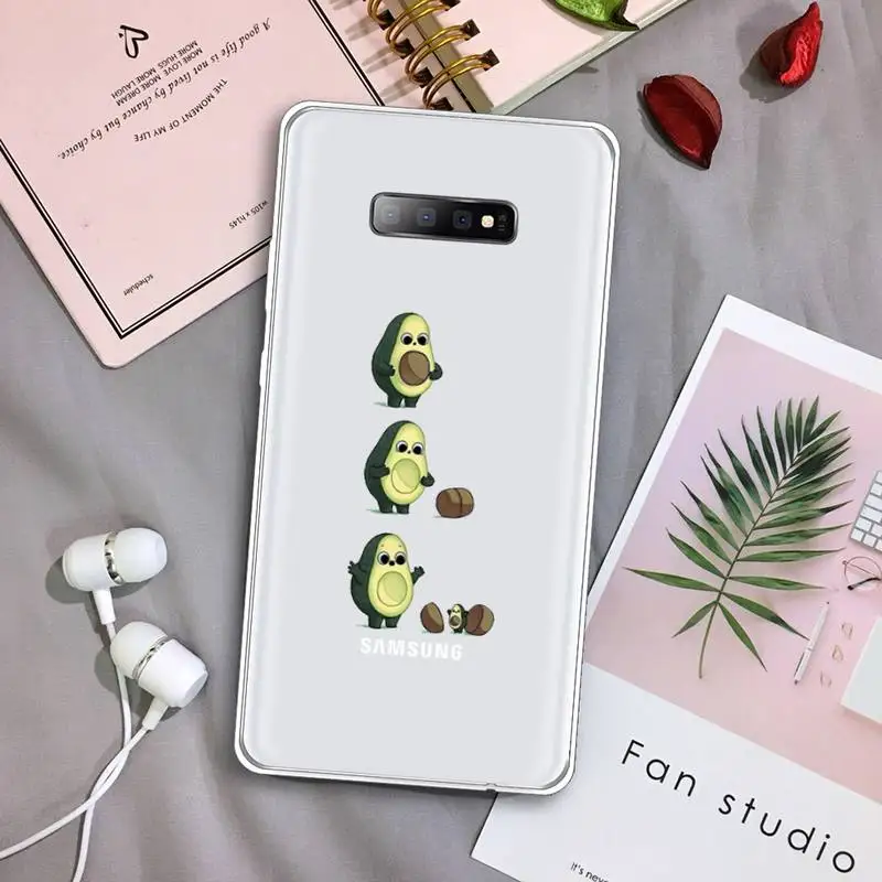 

avocado cute cartoon fruit Phone Case Transparent For Samsung Galaxy S A 5 7 8 9 2015 20 edge plus 10 e lite 2019